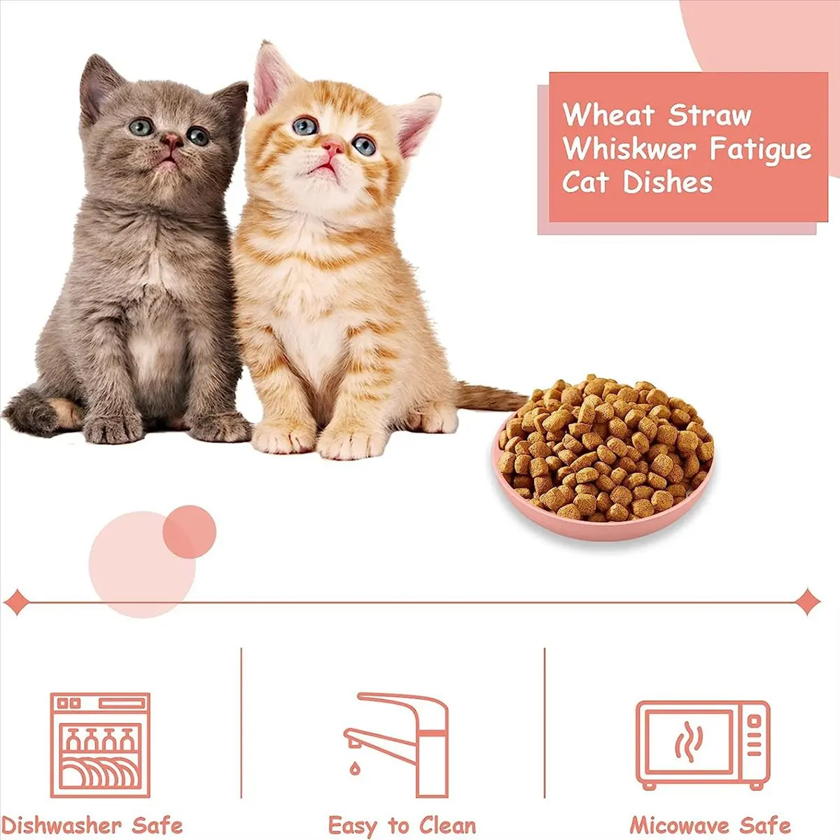 KSOL 6-Pieces Whisker Fatigue Cat Bowl - 5.5 Inch Shallow Cat Food Dish Wide Cat Wet Feeding Bowls, PET Plate for Kittens