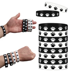 6Pc pet footprint Dog cat Claw Silicone Bracelet Pet Dog cat Claw Rubber Wristband pet Dog cat Paw Birthday Party decor Supplies