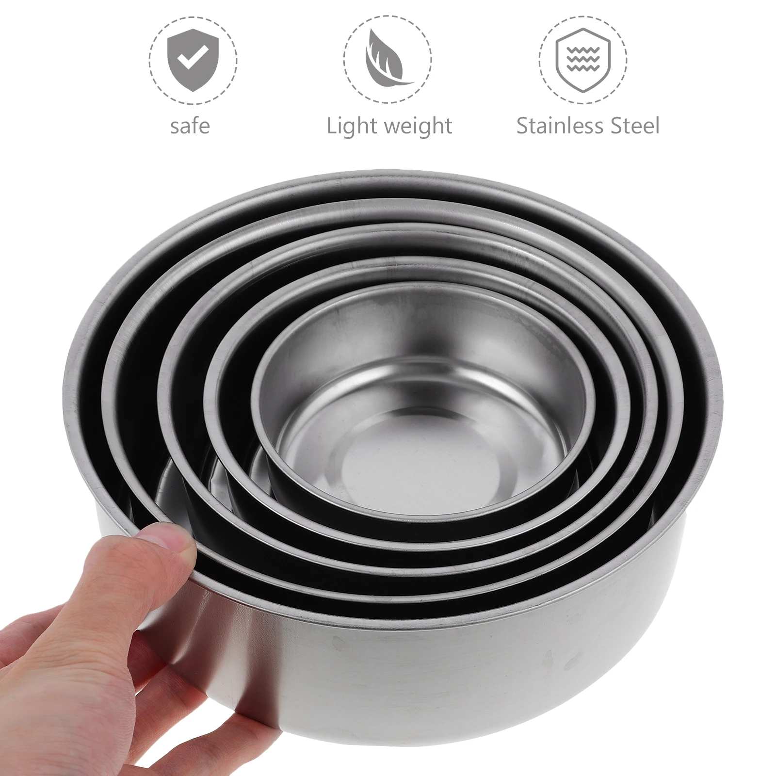 

5pcs Stainless Steel Food Container Set Round Sealing Box With Clear Lids For Snack Storage Home Accessories Not