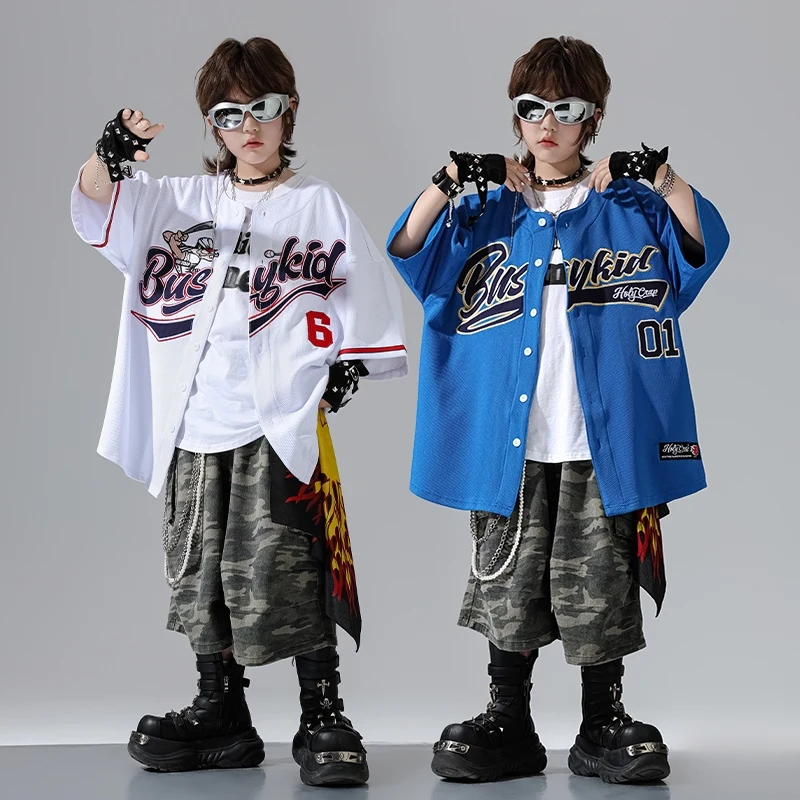 2025 Kinder Street Dance Performance Kostüme Hip Hop Lose Baseball Uniform Sport Strickjacke Set Mädchen Jungen Jazz Kleidung