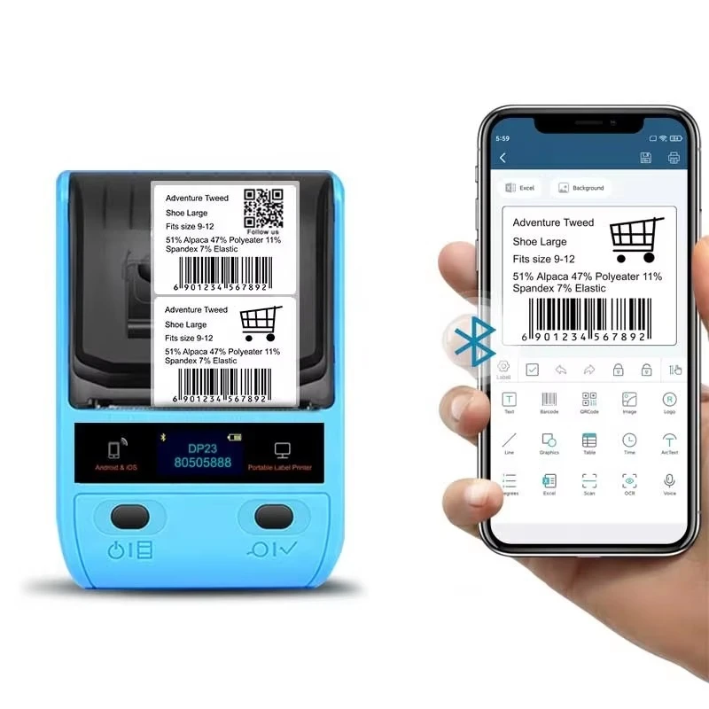DP23 Label Sticker Printer Machine Small QR Code Sticker Label Printer