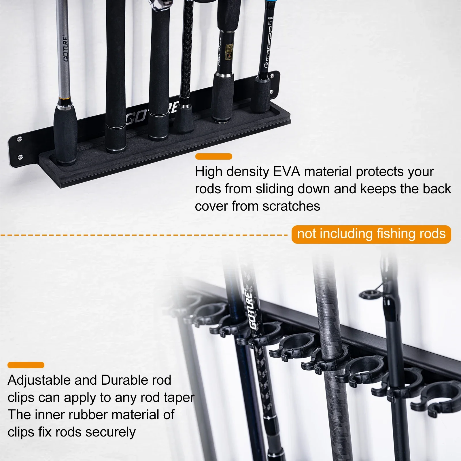 

Goture Fishing Rod Holder 2pcs/box, 12-Rod Vertical Wall Mounted Rack Easy Install Organizer Stand for Anglers Fast Shipping