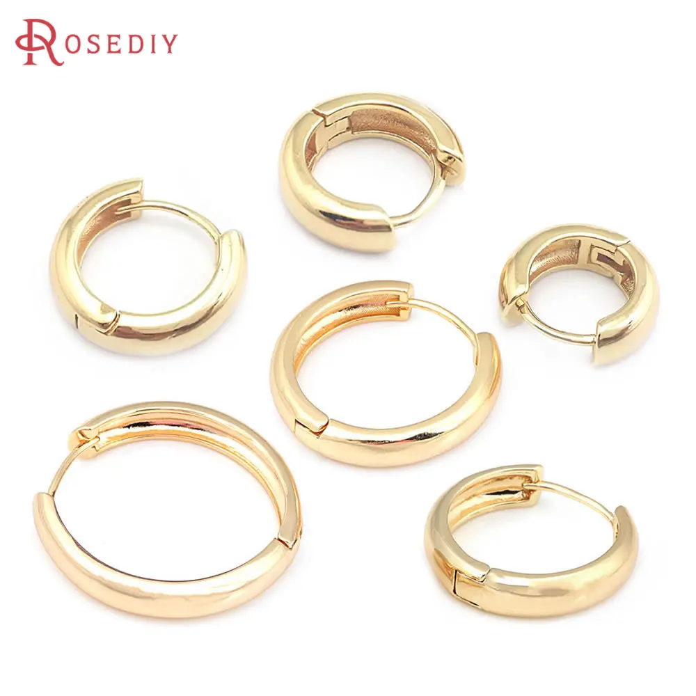 6PCS 14MM 16MM 18MM 23MM 25MM 30MM 18K Gold Color Brass Round Circle Loop Earrings Hoops Jewelry Making Supplies Accessories