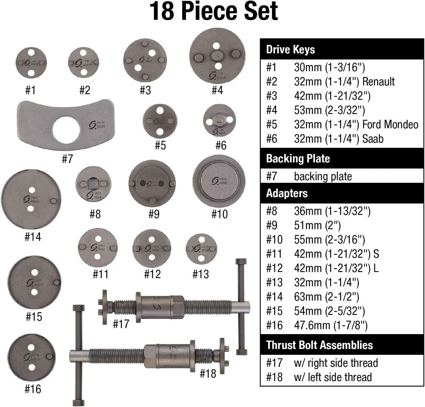 3930 Master Brake Caliper Tool Set, 18-Piece with Magnetic Bolts, Spreader & Compressor for Pad Replacement