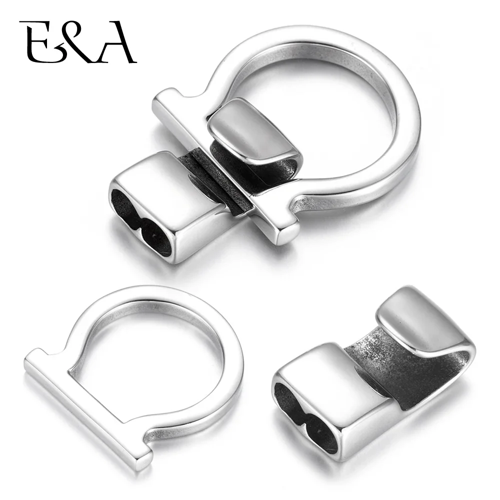 Stainless Steel End Cap with Hook Set Double Hole 5mm Connector Leather Cord Easy Clasp DIY Bracelet Jewelry Making Findings