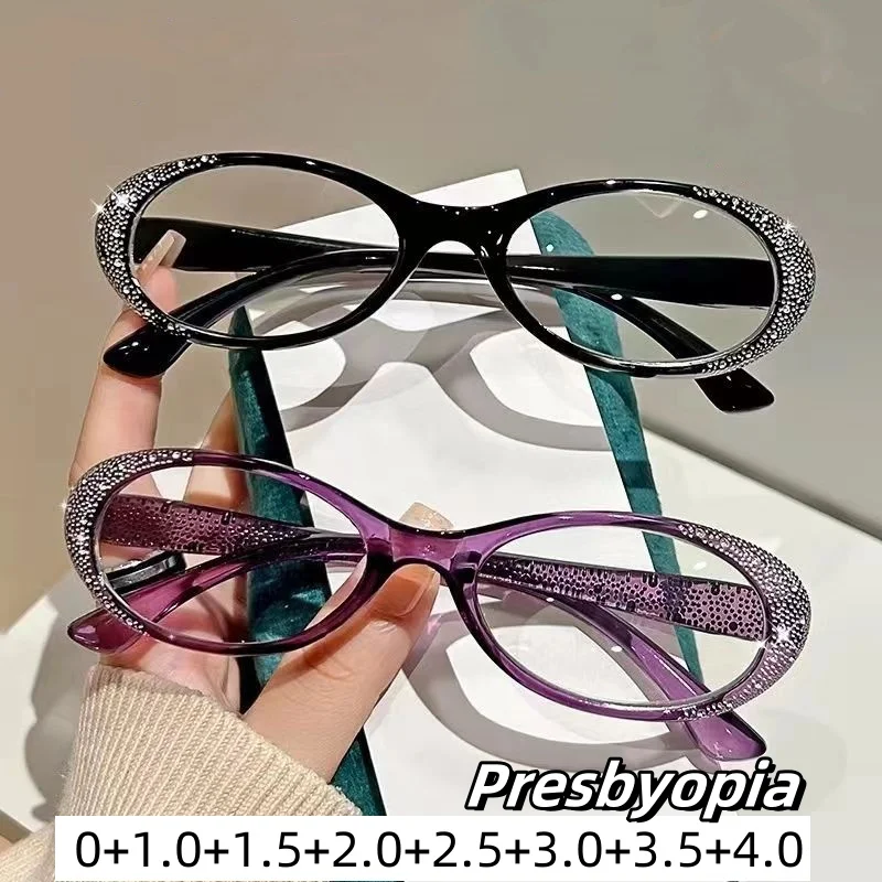 High Definition Diamond Women's Fashion Presbyopia Eyewear Anti Blue Light Reading Glasses for The Elderly 0+1.0+1.5+2.0+2.5+4.0