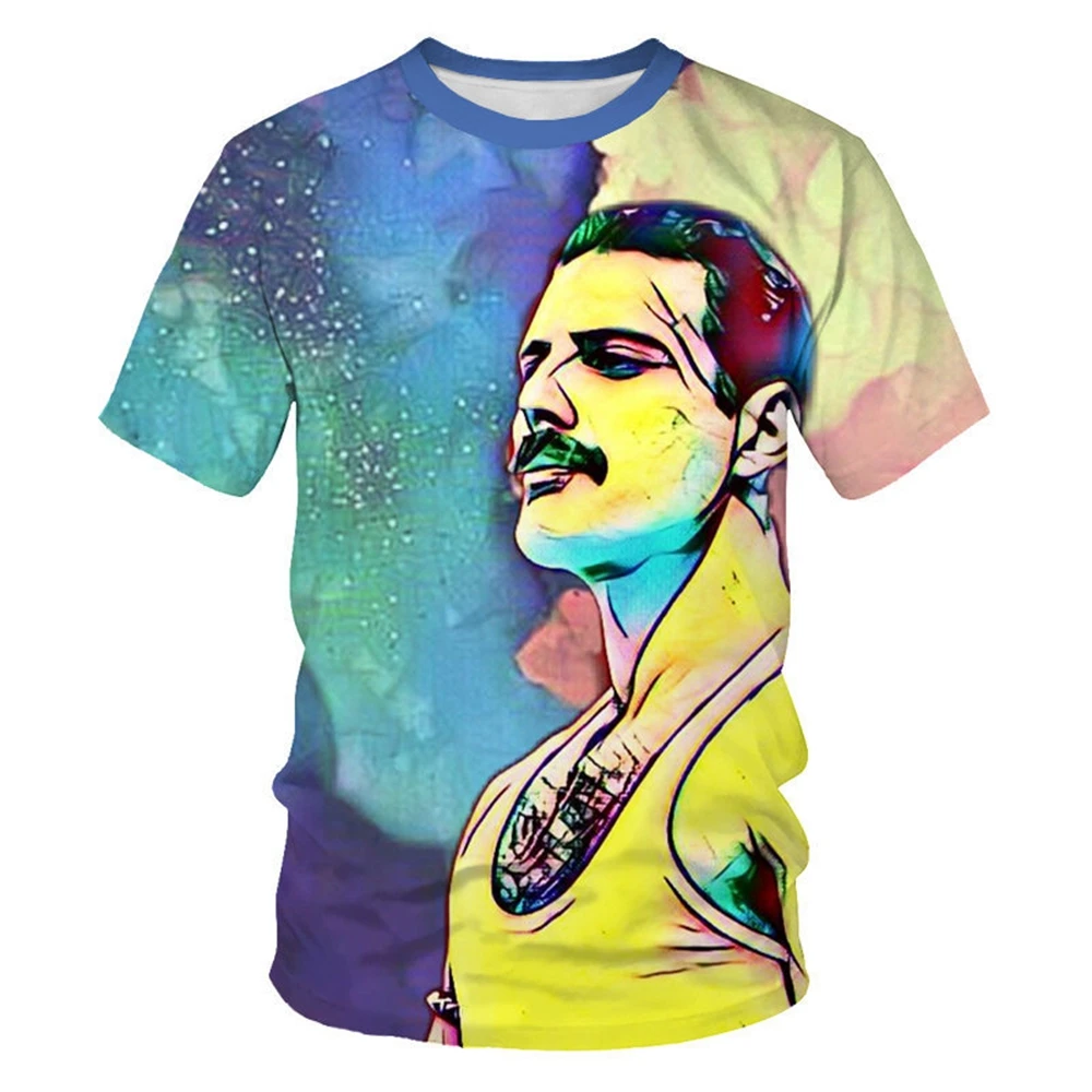 Koningin 3D Print T-shirt Mannen Dames Rock Band Streetwear Zanger Freddie Mercury T-shirt Mode O Hals T-shirt top Harajuku