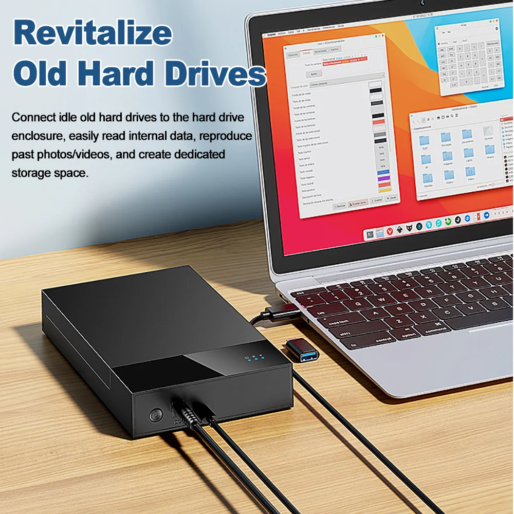 HDD 케이스 3.5 2.5 SATA-USB3.0 어댑터 외장 하드 드라이브 디스크 인클로저, 3.5 SSD 디스크용, 450 Mb/s 20TB HDD 박스 케이스 도구 무료