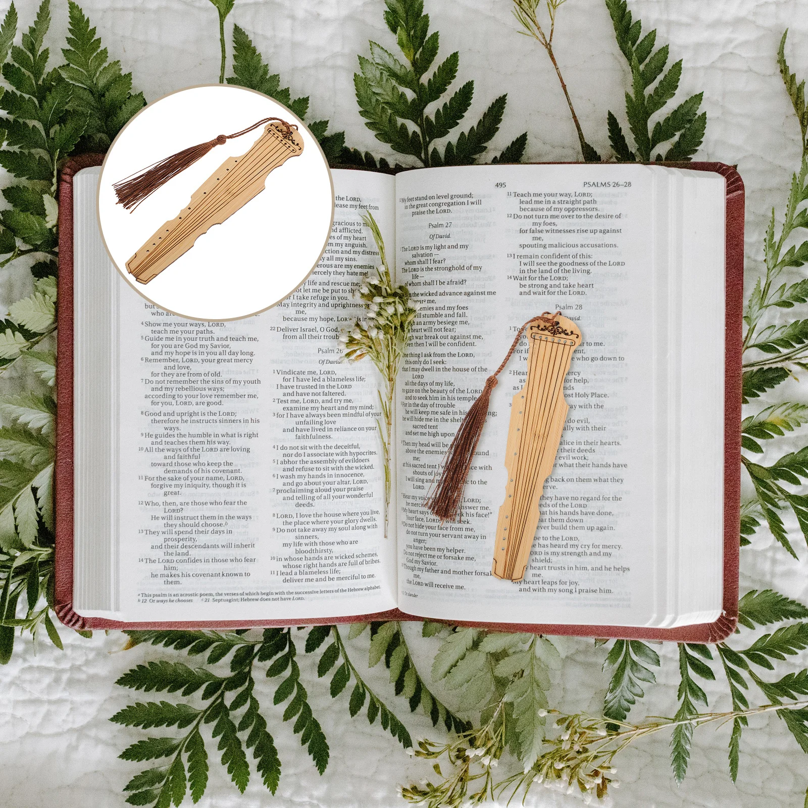 

4Pcs Bamboo Bookmarks Guqin Design Lightweight Bookmarks with Tassel Pendant for Reading Study Home Office School Use