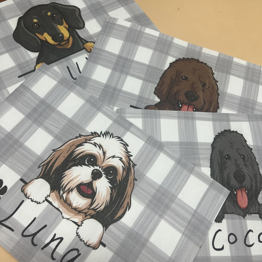 Household Pu Pet Dog Personalized Pet Bowl Mat Waterproof Food Bowl Beverage Feeding Mat and Black Pen for Writing Pet Name