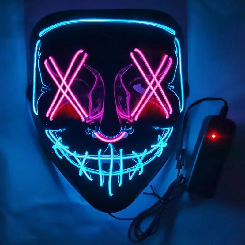 

Led Luminous Black V-Shaped Mask For All Hallow'S Day Cold Light Halloween Dancing Mask Scary Cosplay Accessory Decorative Prop