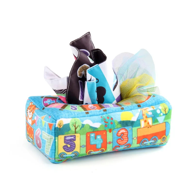 Baby cloth book tissue box, soft baby book that can't be torn, cloth book early education set toy