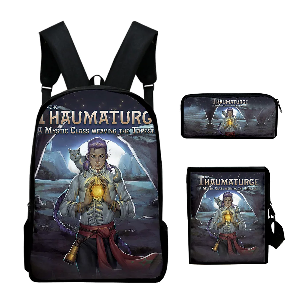 Classic Game The Thaumaturge 3D Print 3pcs/Set pupil School Bags Laptop Daypack Backpack Inclined shoulder bag Pencil Case