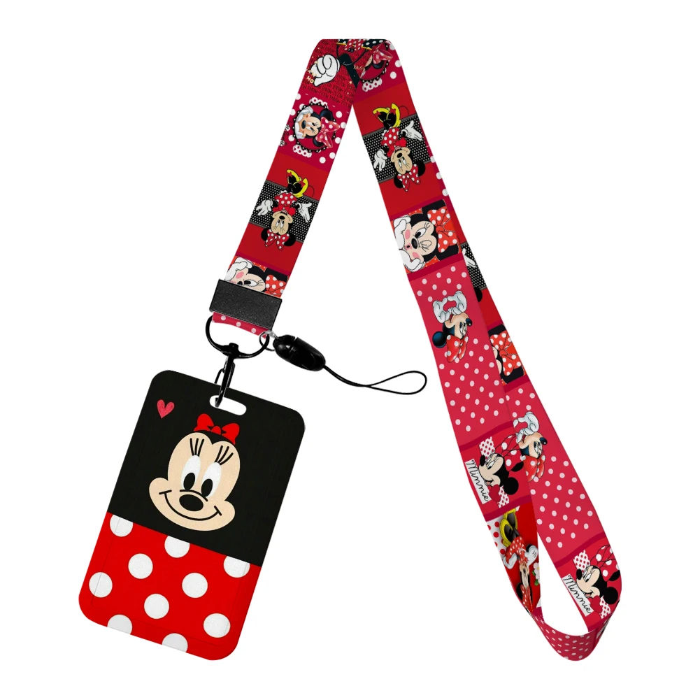 

Cute Disney Mickey Minnie Lanyards ID Badge Holder Strap Bus Card Case Pass Case Cover Slip Bank Cardit Card Holder Kids Gift