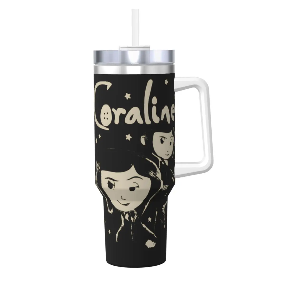 

Coralines Stainless Steel Tumbler Halloween Beach Thermal Mug With Straws and Lid 40oz Mugs Cup Hot Drinks Water Bottle