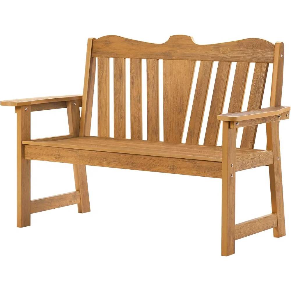 

Outdoor Bench, 2-Person Weatherproof Garden Bench with Wide Armrests and Backrest, All-Weather Patio Bench Will not Rot and Fade
