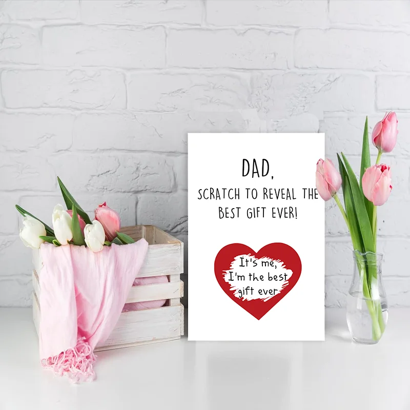 1 pc fun Father\'s Day card with creative scratch-off hearts. Creative card. The perfect gift for your dad.