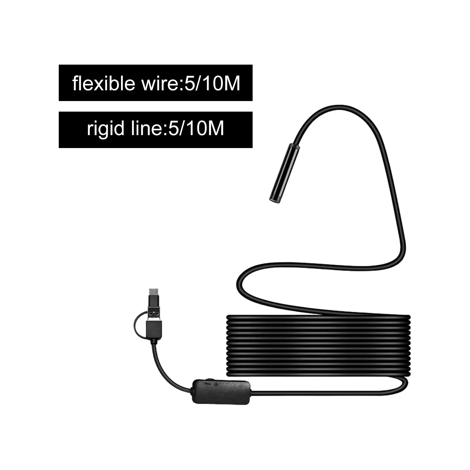 5.5mm Industrial Endoscope Camera IP67 Waterproof Snake Scope with 6 Leds and Hook Magnet for HVAC Engine Cylinder Check