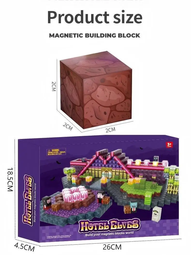 Magnetische bouwstenen met verlichting Hotel Elfen STEM Montessori Zintuiglijke stapelblokjes Speelgoed voor kinderen vanaf 3 jaar Cadeaus voor jongens en meisjes