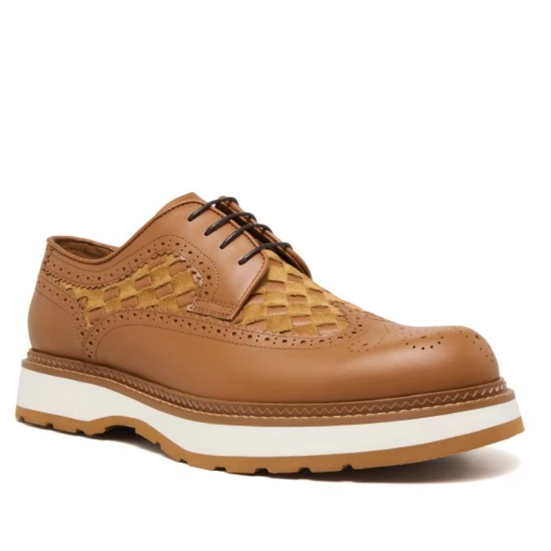 

Genuine Leather Block Carving Derby Shoes for Mens Strap Soft Bottom British Style Luxury Casual Leather Shoes Men's Dress Shoes