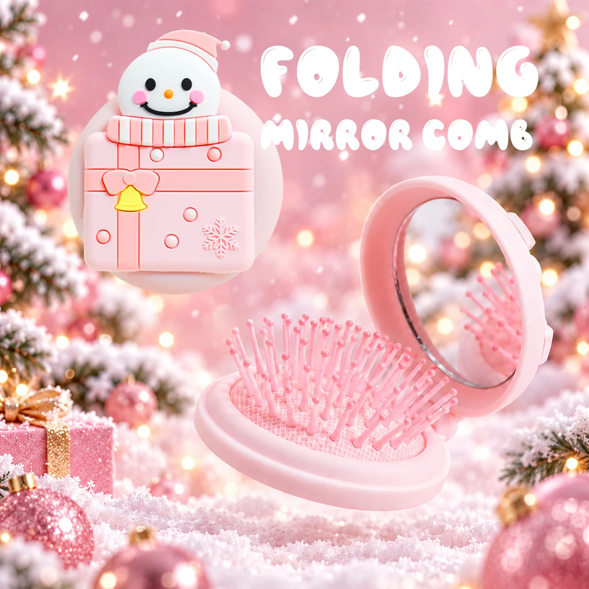 Foldable Hairbrush Air Cushion Mirror Comb Anti-Static Daily Hair Care Use Exfoliating Hair Styling Tools Christmas Gifts
