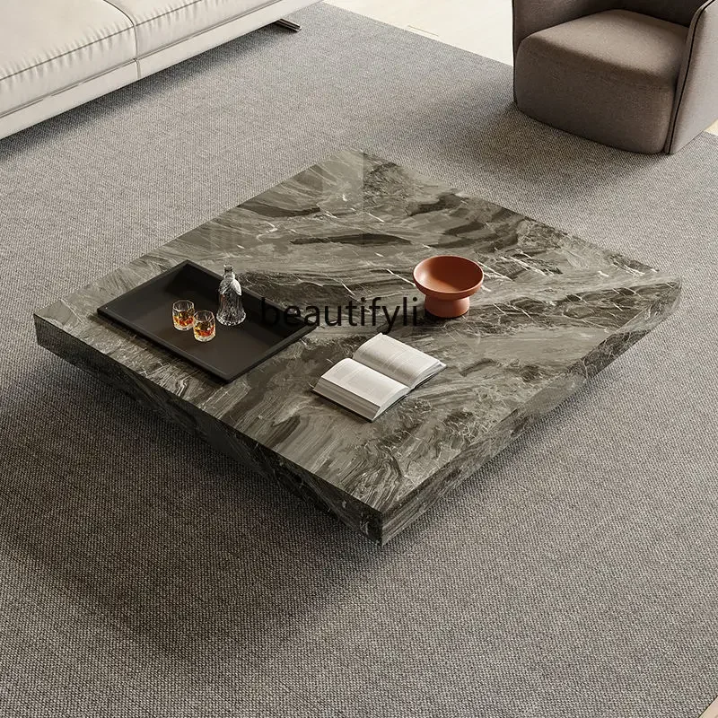 

CQYItalian minimalist light luxury modern simple rock slab square coffee table living room size apartment tea table