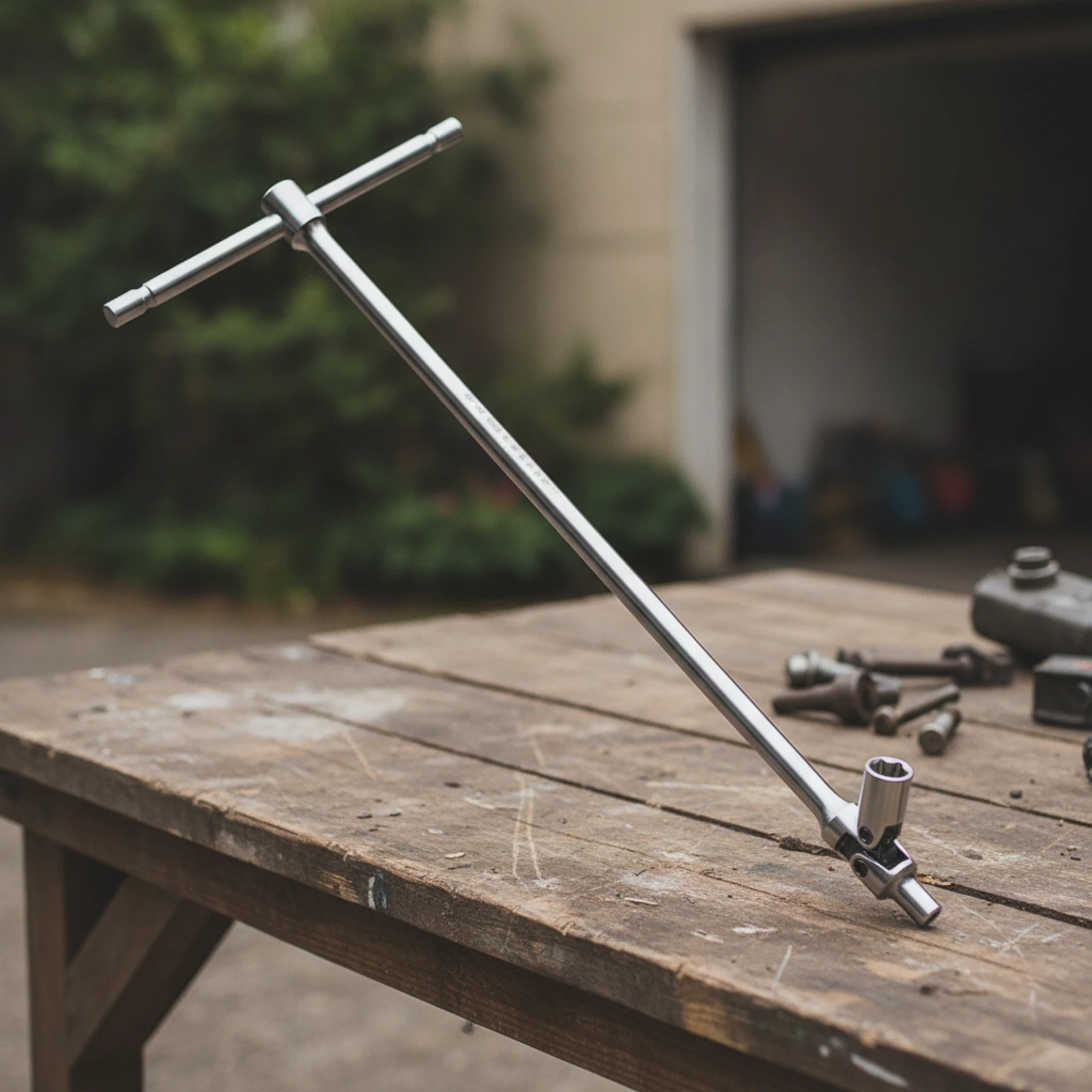 T-Handle Socket Wrench Swivel Head Socket Wrench Tool Long Shaft High Leverage for Mechanics, Automotive Repair