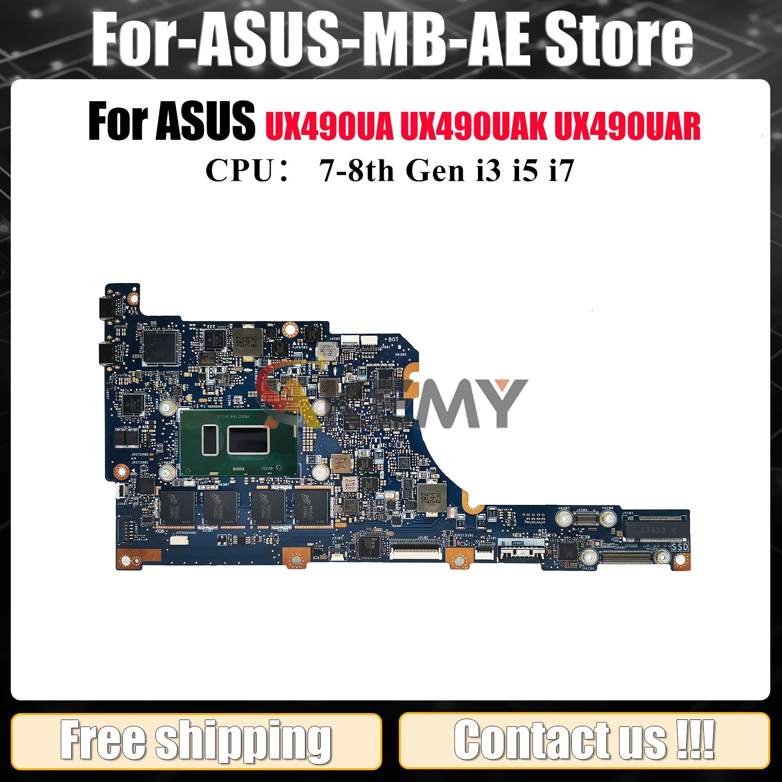 

UX490UA Материнская плата для ноутбука ASUS ZenBook UX490UAK UX490UAR UX490UA UX490U Материнская плата для ноутбука с процессором i3 i5 i7 100% тест в порядке