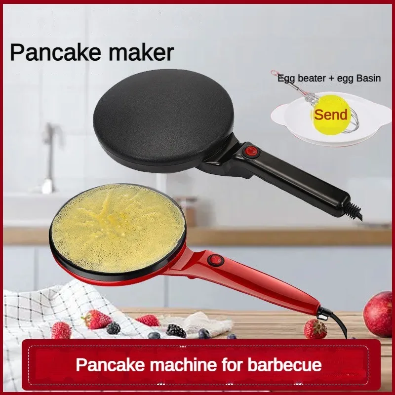 Electric Pancake Pan Crepe Maker Spring Roll Skin Mini Waffle Machine 700W Cake Bake Non-Stick Coating send Egg Basin Whisk