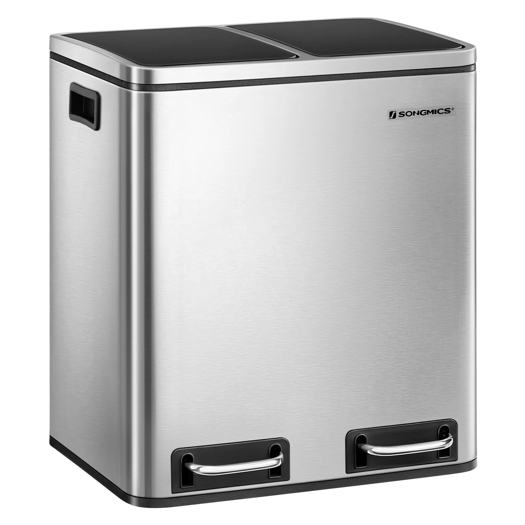 Pedal Trash Bin Rectangular Stainless Steel Recycling Bin Three-compartment Trash Can