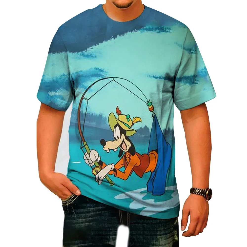 Disney Goofy męska koszulka z krótkim rękawem styl swobodny 3d T-shirt z nadrukiem lato głupkowaty damski Street t-shirt Muscle Mickey