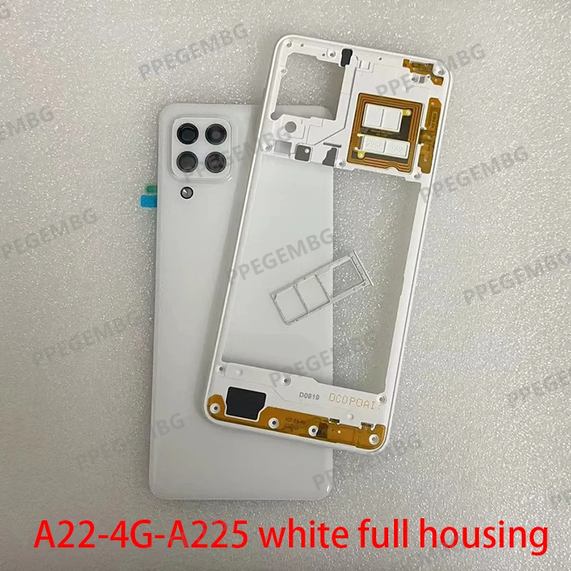 NEW A22 4G For Samsung Galaxy A225 A22 4g Phone Housing Rear Door Battery Back Cover Middle Frame Case Plate Bezel Sim Slot Tray