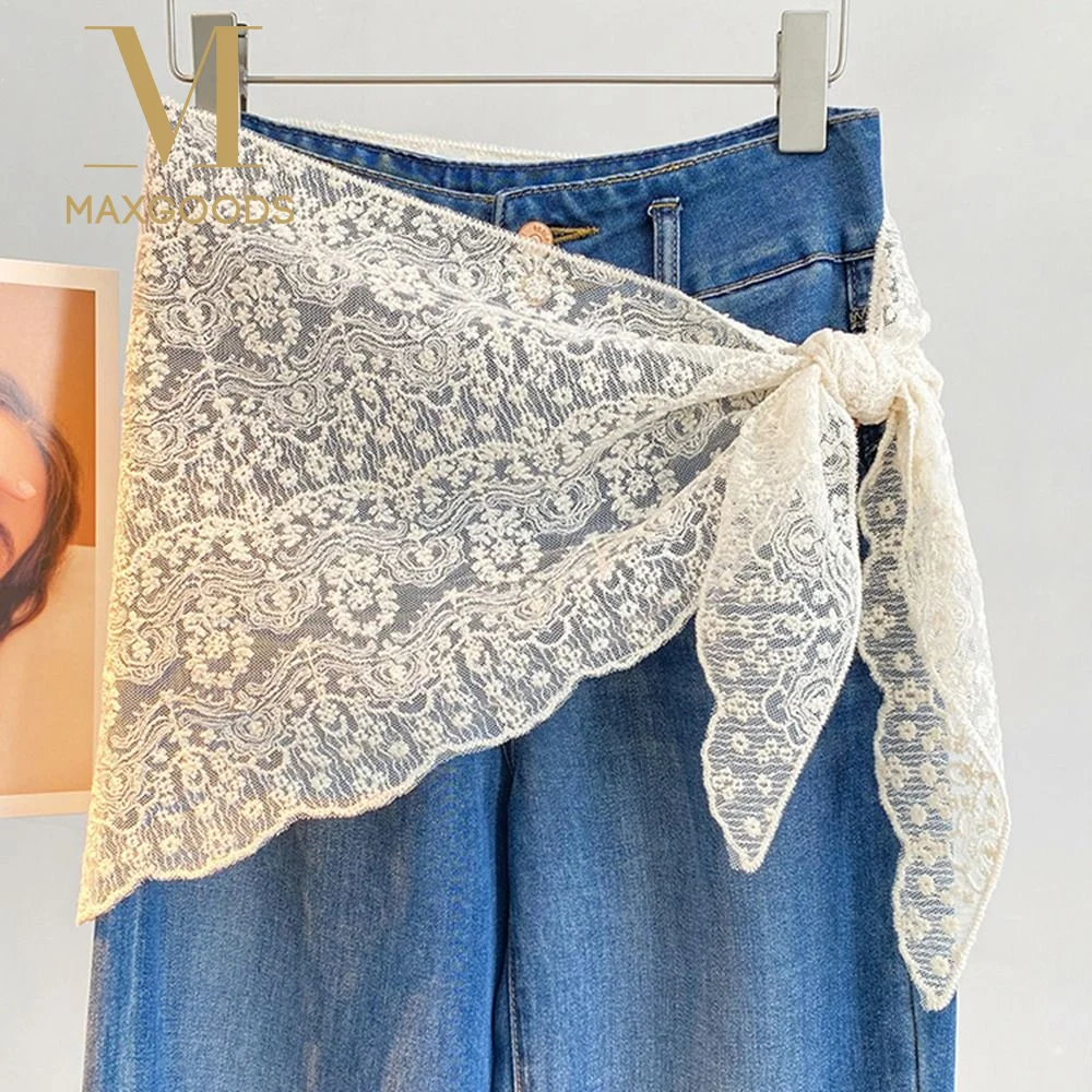 

Модный кружевной платок для волос с цветочной вышивкой, милый тонкий мини-кружевной платок-юбка, шикарные богемные банданы для женщин