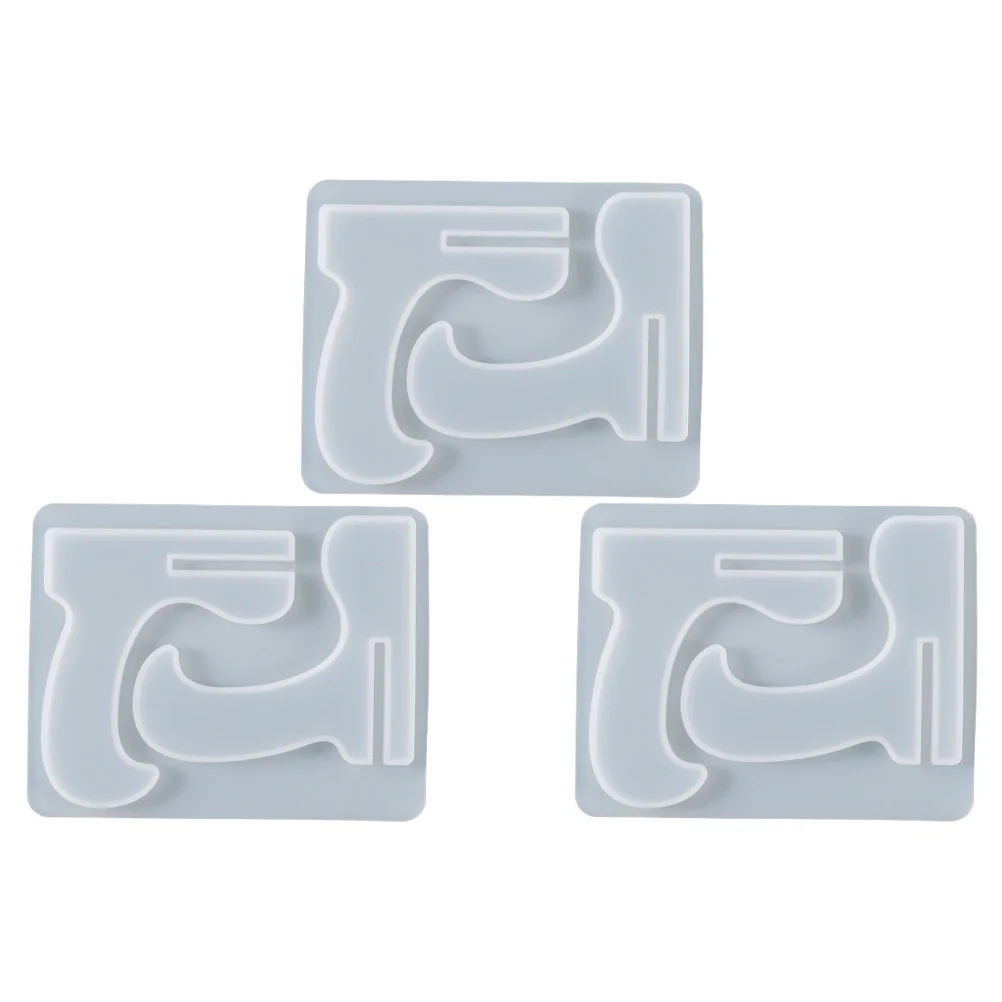 3 Pcs Silicon Bracket Epoxy Mold Concrete Desktop Bookshelf Silicone Letter Molds