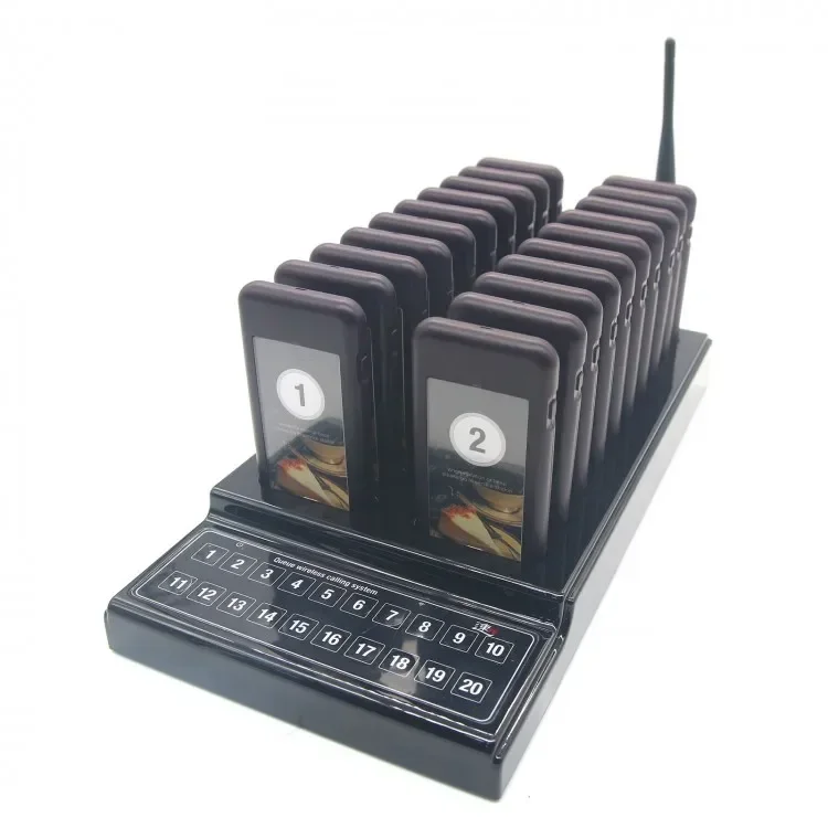 Restaurant 20 Pagers DC 5V Power Supply Coaster Pagers Wireless Coaster Guest Waiter Queuing System