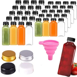 5pcs 60ML-500ML Empty Clear Plastic Juice Bottles with Caps W/ Funnel Reusable Water Bottle Containers for DIY Juicing Smoothie