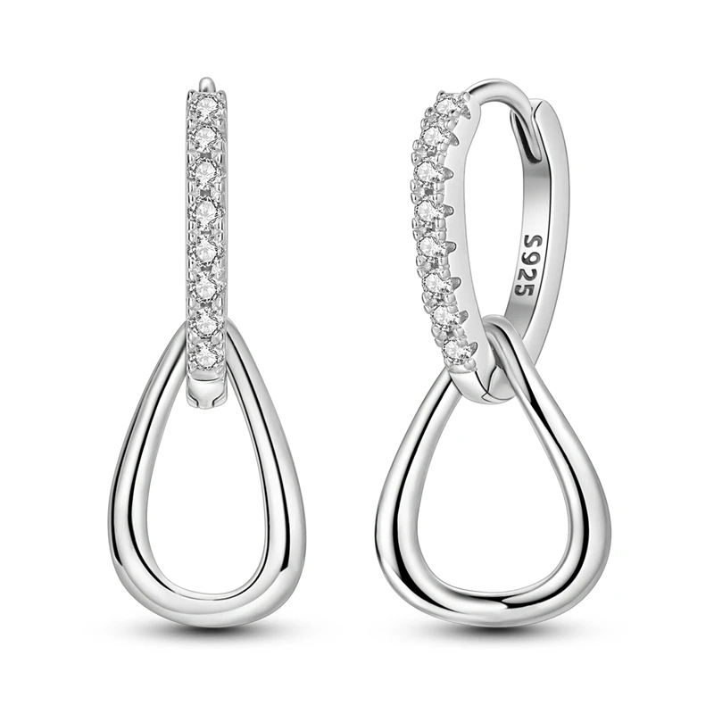 Ohrringe aus 925er-Sterlingsilber für Damen, funkelnder V-förmiger Twist-Tropfenohrring für Jahrestag, Hochzeit, Schmuck, Geschenke