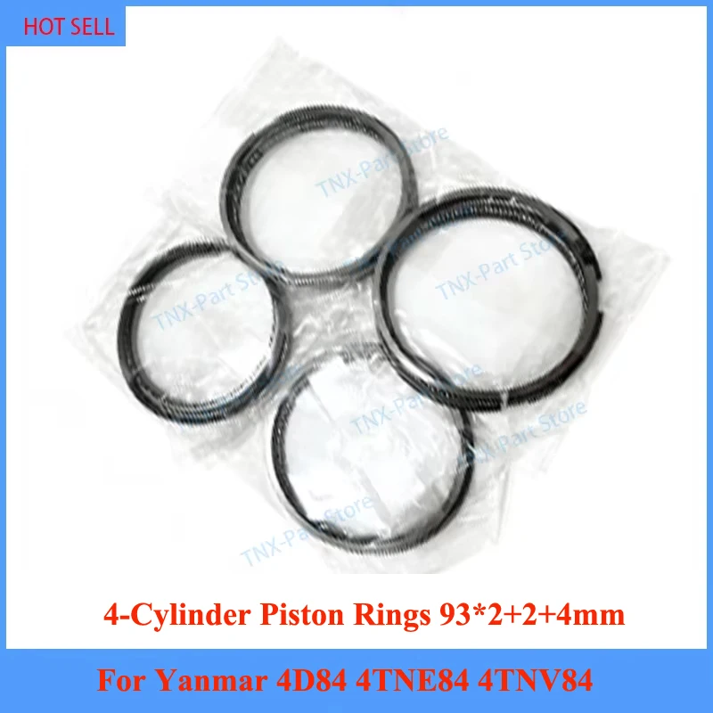 4TNE84 4TNV84 Piston Rings For Yanmar 4D84 84mm 4-Cylinders Diesel STD 84*2+2+4mm 129002-22500 Overhaul Rebuild Kit Full Gasket