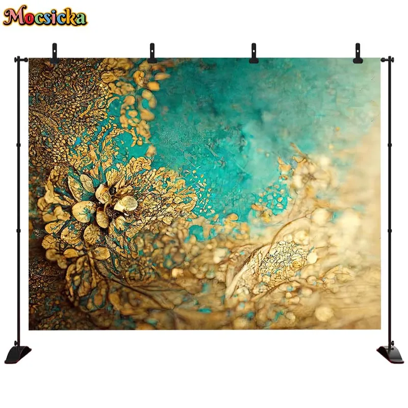 Mocsicka ฉากหลังสีทองชวนฝันสำหรับถ่ายภาพบุคคลผู้ใหญ่พื้นหลังสำหรับถ่ายภาพพื้นหลังของภาพถ่ายบูธถ่ายรูปตกแต่งเค้กชน
