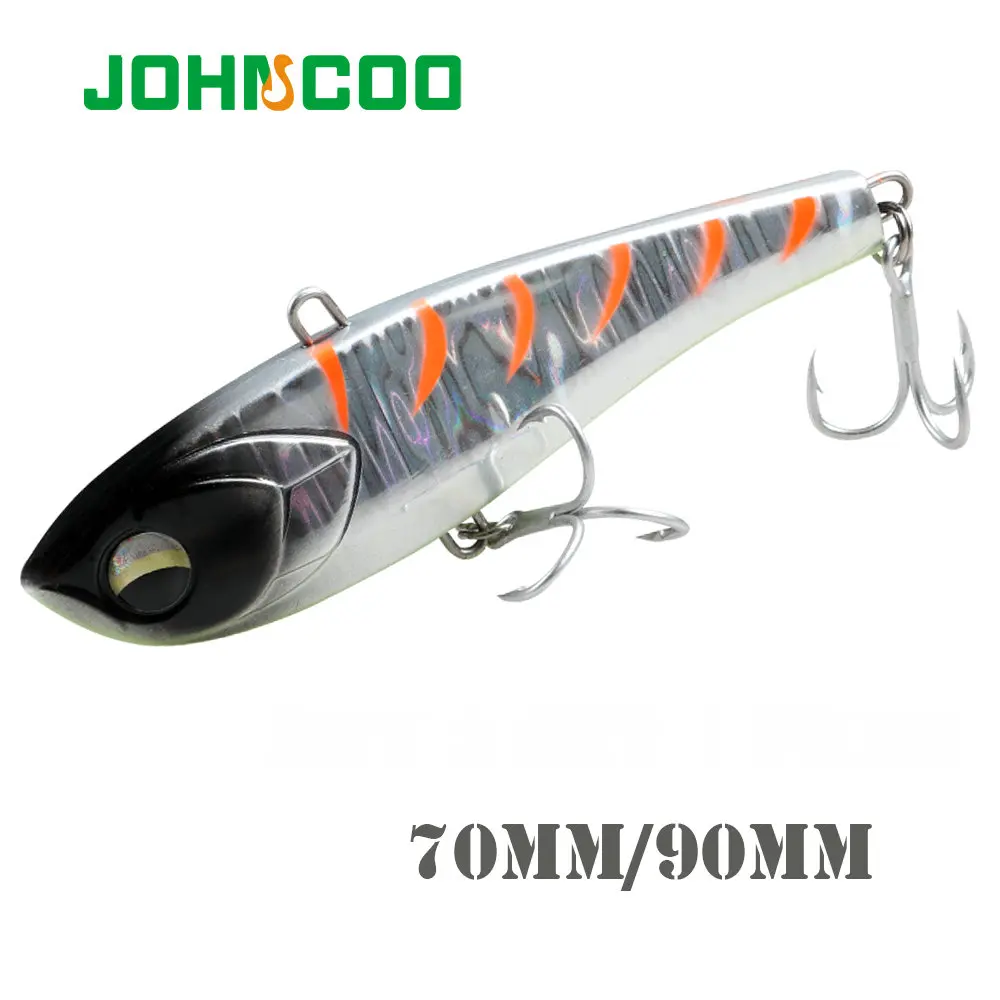 JOHNCOO 70mm/90mm Vibration Sinking Lures Winter Fishing Lure Lipless VIB fishing lure Wobbler Ice Balance Fishing for pike