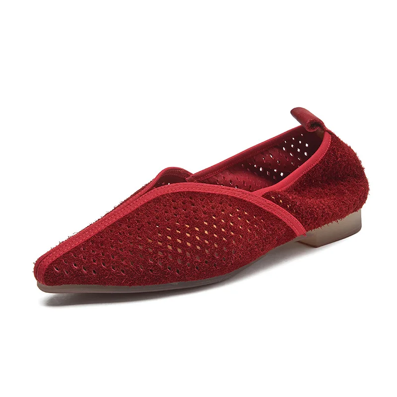 1.5cm verão ponto toe camurça vaca couro genuíno sandálias femininas moda senhoras sandálias étnicas deslizamento em chinelos sapatos