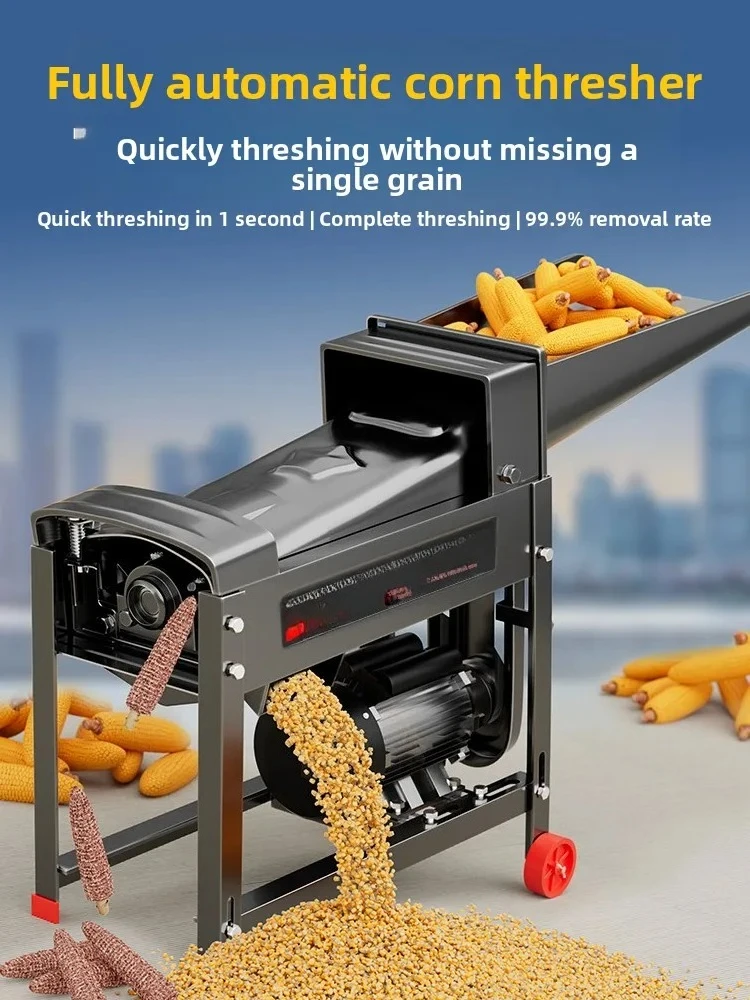 Fully Automatic Mini Electric Corn Threshing Machine, Home Agricultural Equipment for Corn Husking & Threshing