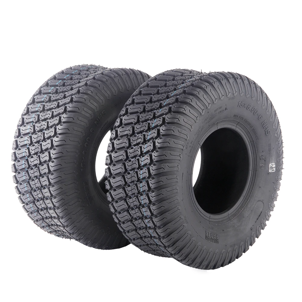 

TWO (2) TIRES Tubeless 15x6.00-6 Turf Tires 4 Ply Lawn Mower Tractor Durable and reliable to use