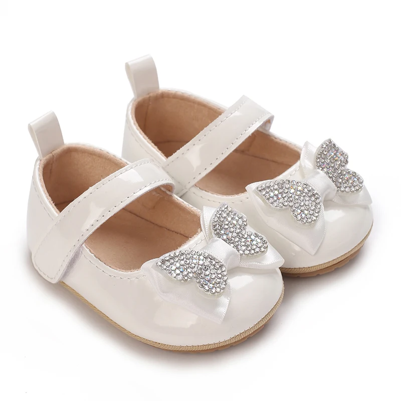 Toddler First Walkers Shoes, sapatos de berço infantil, recém-nascido Baby Girl Shoes, sola de borracha de couro, antiderrapante, 5 cores, novo