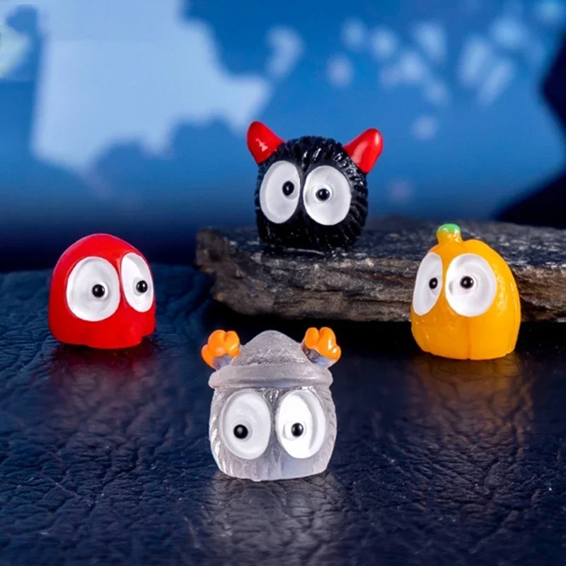 زينة هالوين مضيئة مصغرة شبح لطيف يقطين خفاش منظر طبيعي مصغر نموذج منزل دمية زينة داخلية للسيارة والمنزل والمكتب - 6