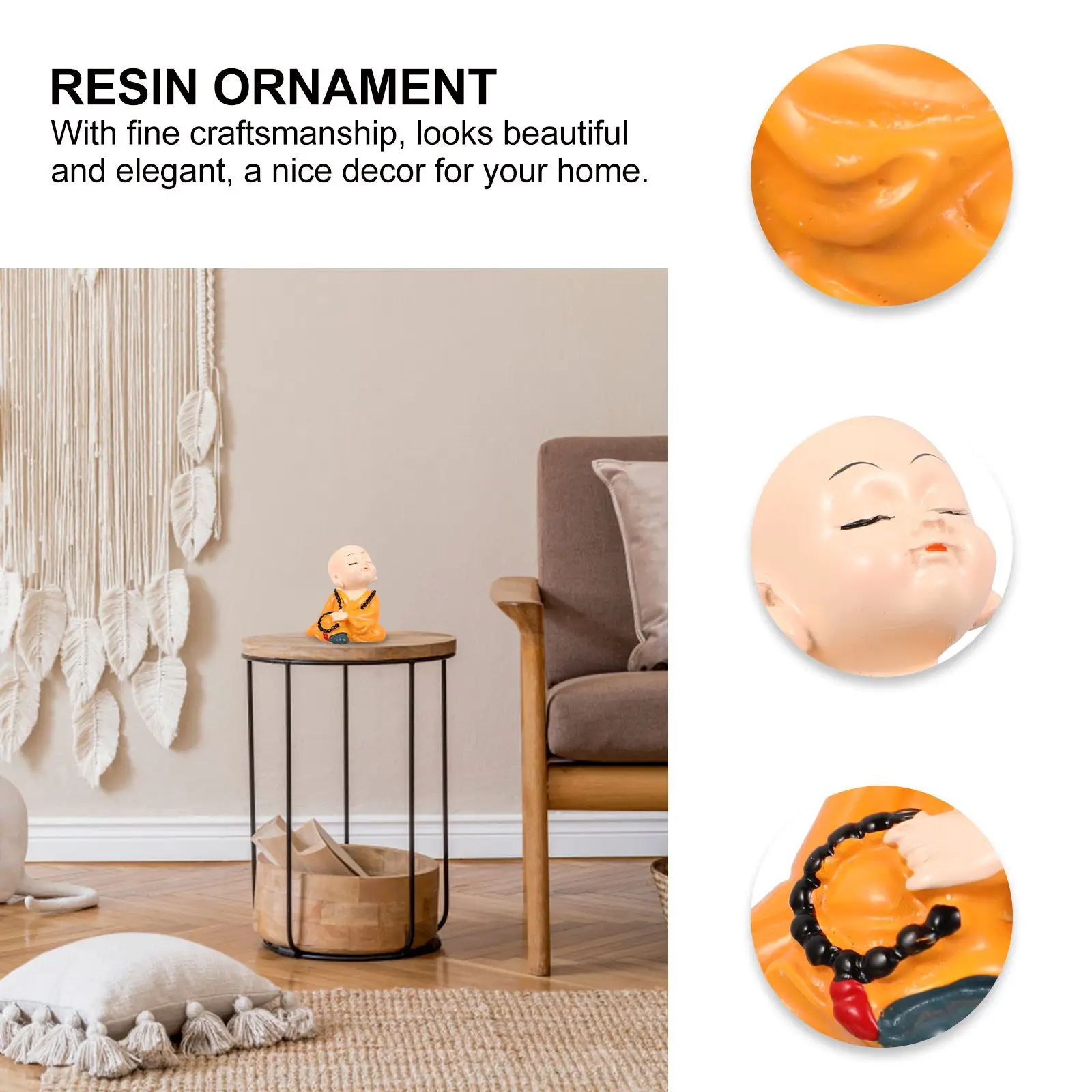 

4Pcs Resin Ornament Fine Craftsmanship Desktop Decoration Portable Eco-Friendly Monk Decor Desktop Decor