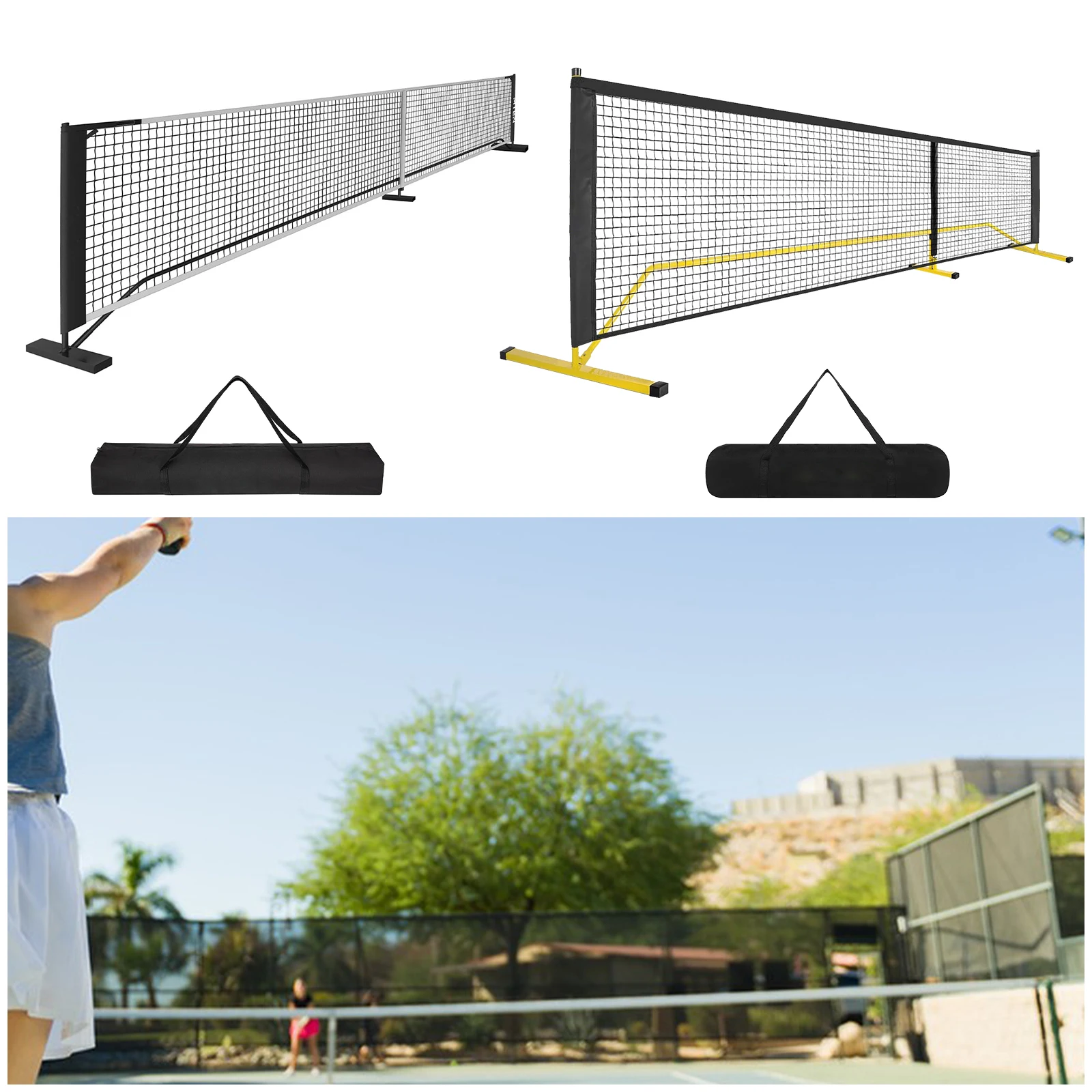 Portable Pickleball Net Set  Badminton Net System Beginners Training Durable Training Driveway Pickleball Practice Net Accessori