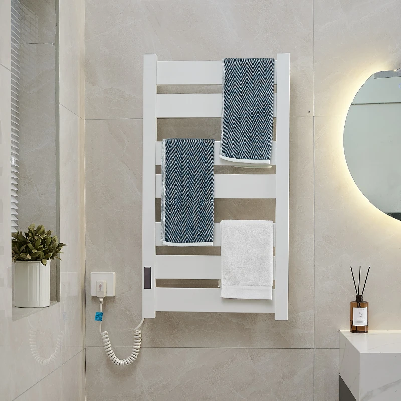 Modern white Electric Bathroom Towel Warmer Rack Heated Towel Rack Thermostatic Electric Towel Rails With Timer