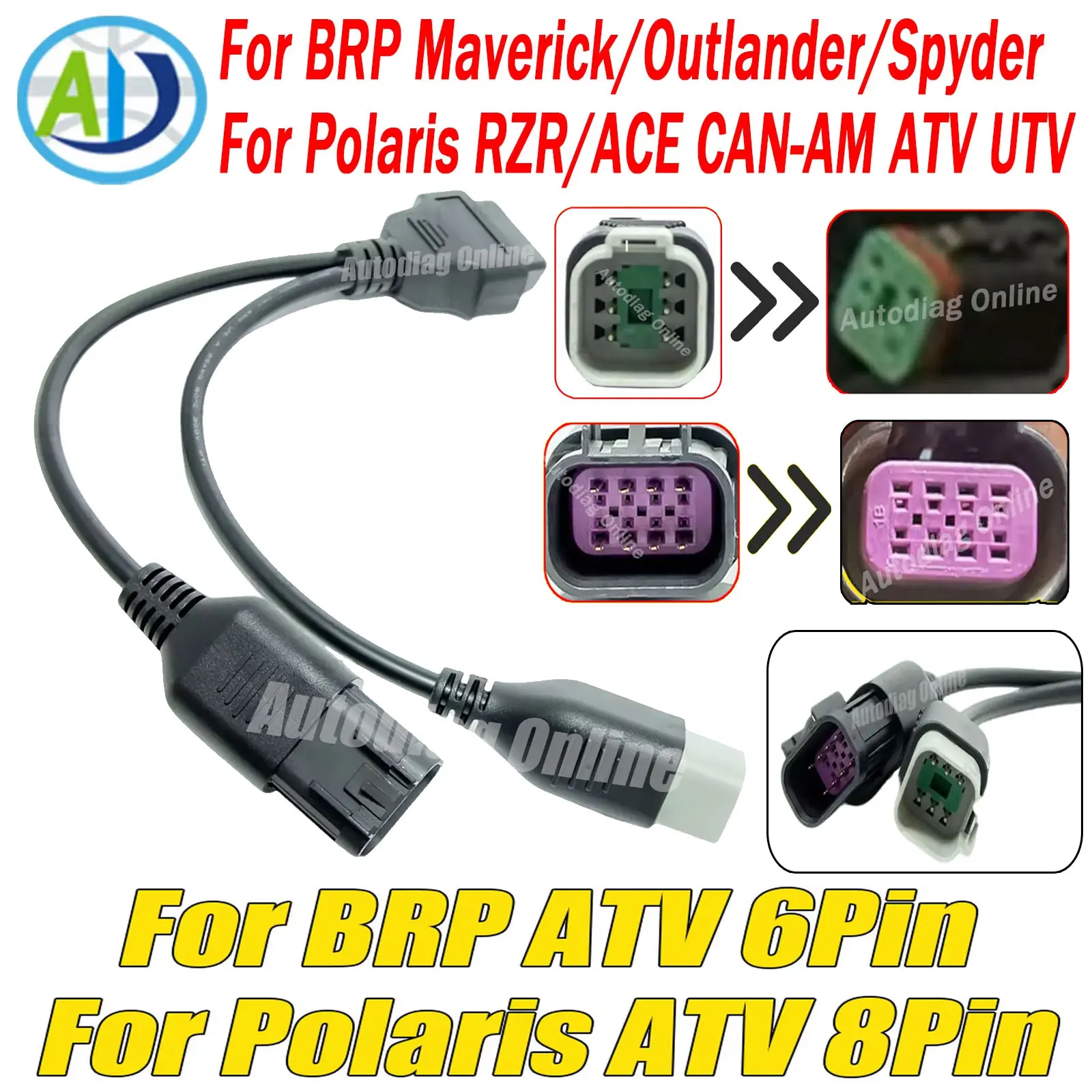 

For BRP Maverick/Outlander/Spyder OBD2 Diagnostic Cable 6+8Pin For Polaris RZR/ACE CAN-AM ATV UTV OBDII Scanner Connector Cable