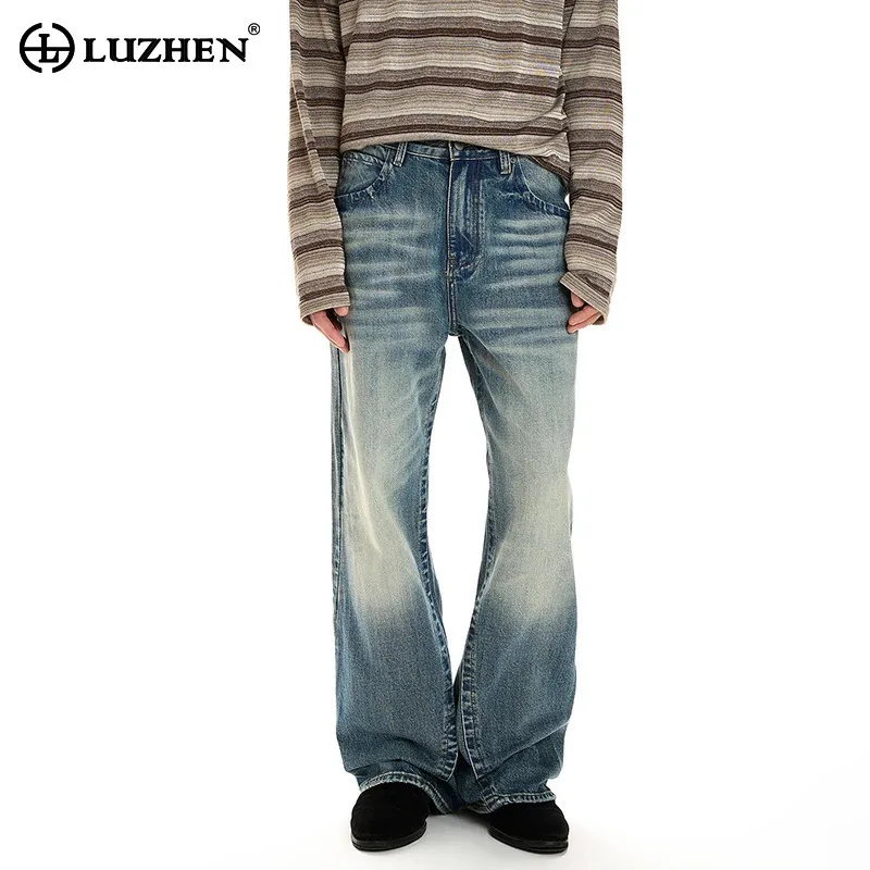 

LUZHEN 2026 New Original Niche Design Multi Pocket Jeans Trendy Straight High Quality Wide Leg Casual Denim Pants Vintage JY6259